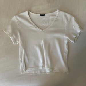 Brandy Melville White Short Sleeve Top - One Size